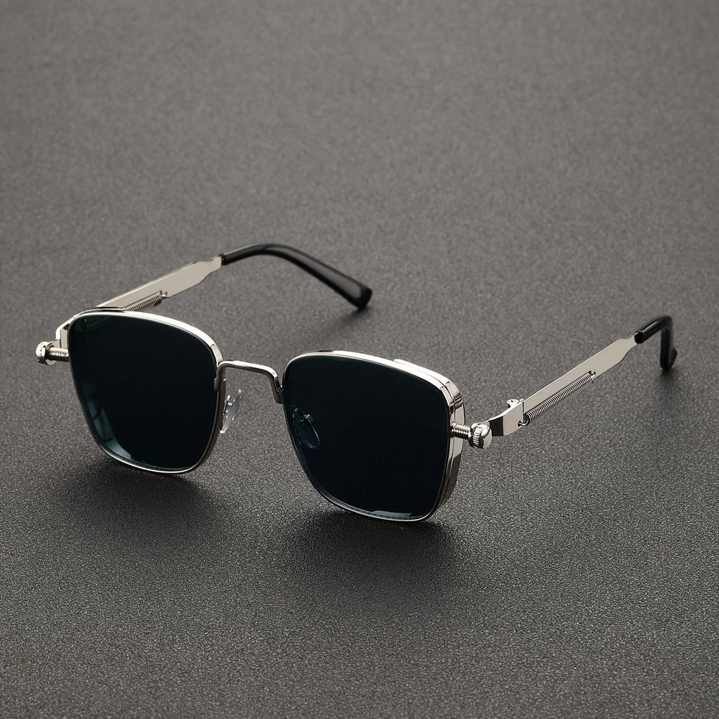Retro Fashion Punk Steam Style Glasses, Square Metal Frame Men's Glasses, Party Decorative Eyewear