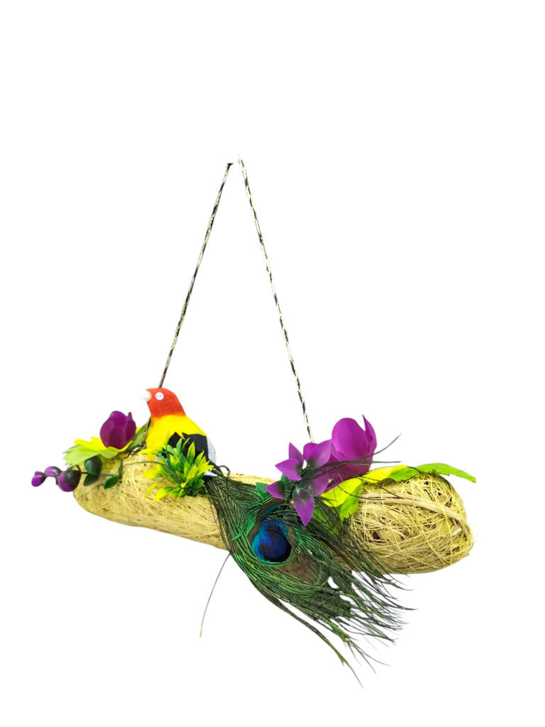 Feathered Bliss: Rustic Bird and Nest Tabletop Ornament