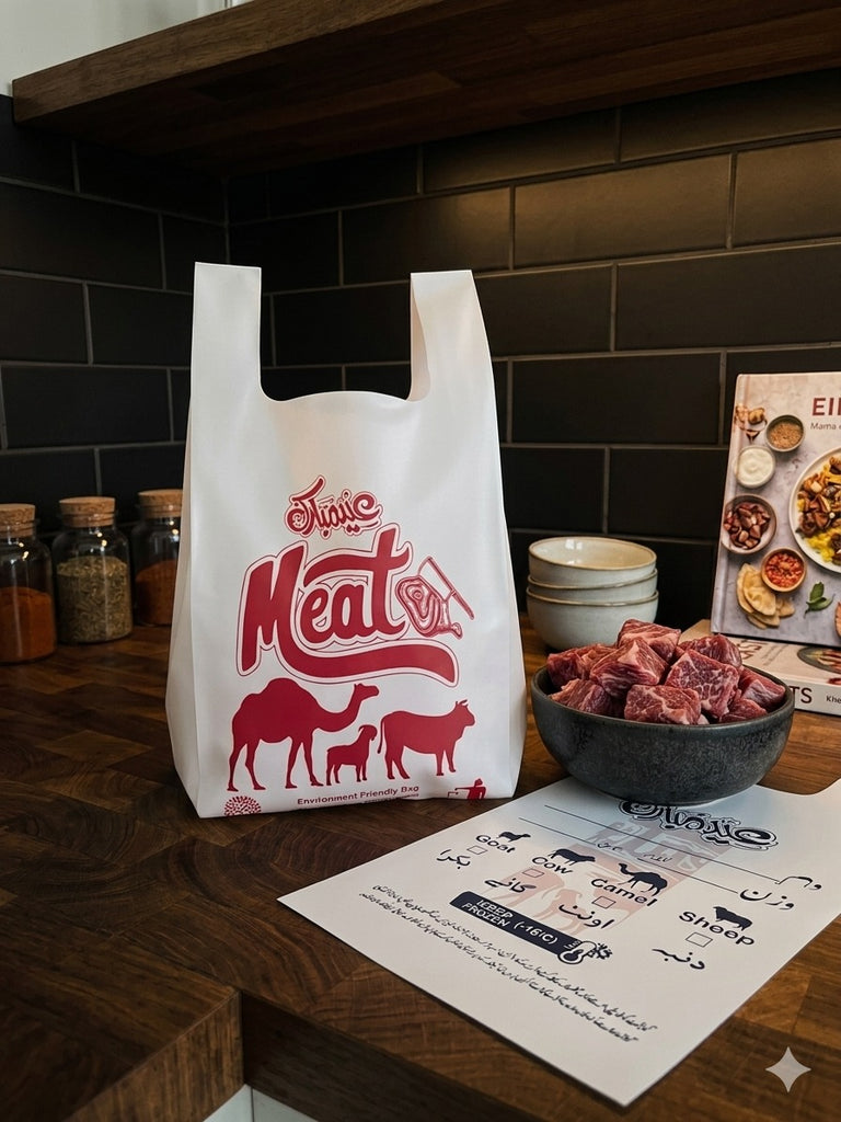 Pack of 50 Pcs! Premium Quality Printed Meat Bags for Eid ul-Adha! Medium Standard Size! Capacity 1-2 Kg!